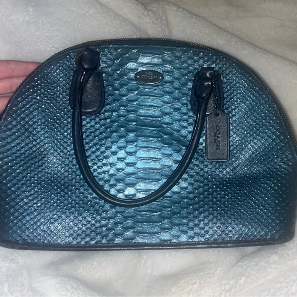 Coach Blue Python Embossed Purse - image 1